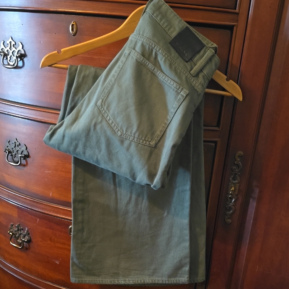 Massimo Dutti High Rise Green Flare Jeans Size 36